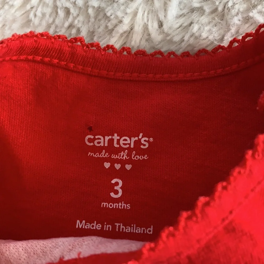 2 Carter’s Valentine’s Red Tops Baby 3m Hearts